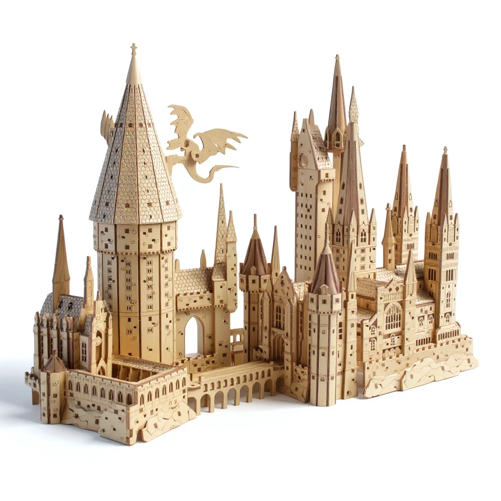 Wooden 3D Fantasy Castle puzzle model