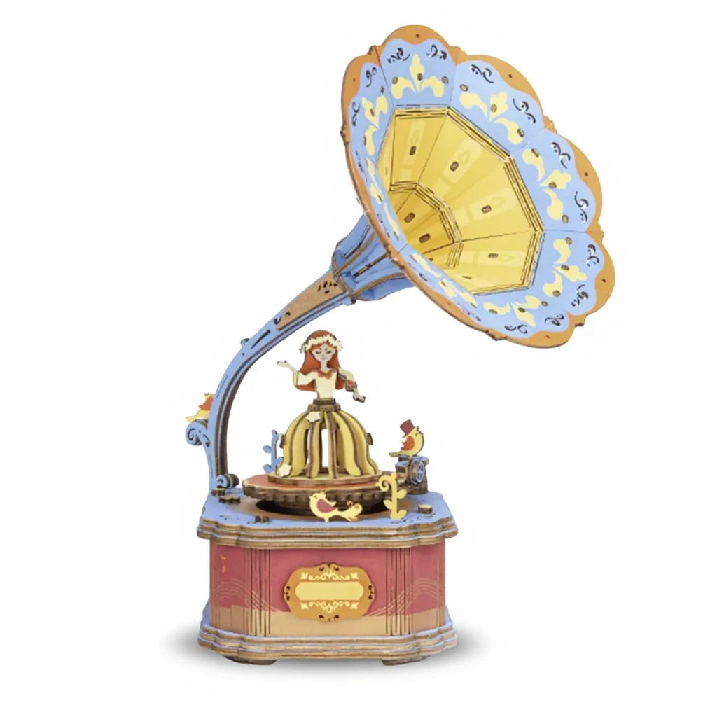 Wooden 3D Gramophone music box model